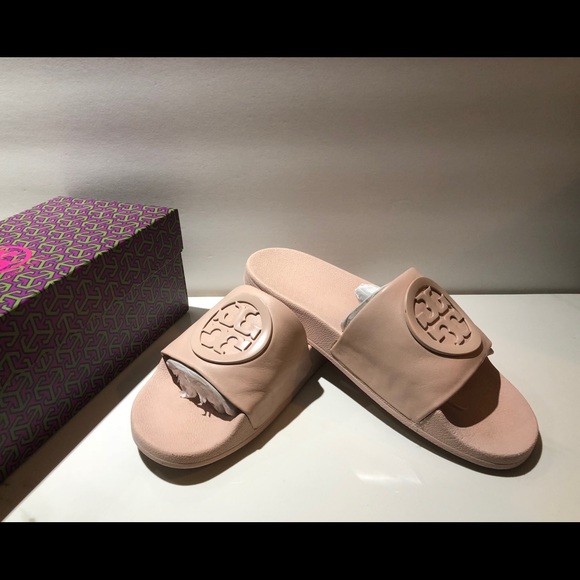 tory burch shell pink slides